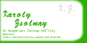 karoly zsolnay business card